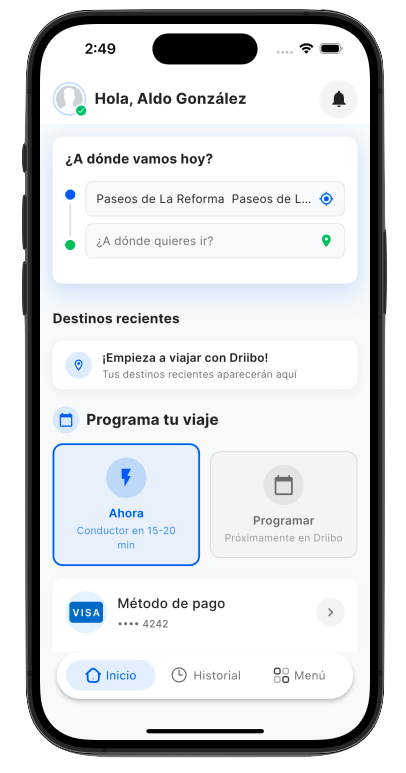 Driibo App Interface