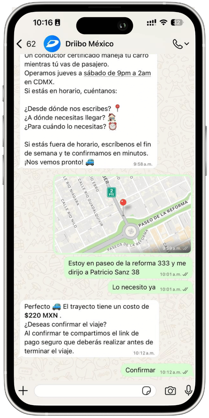 Driibo App Interface